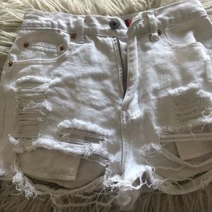 White Ripped Jean Shorts